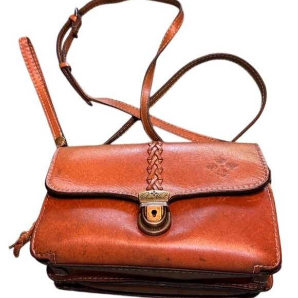 Patricia Nash Bianco Crossbody Organizer Clutch Brown Leather Shoulder Bag - Picture 1 of 13
